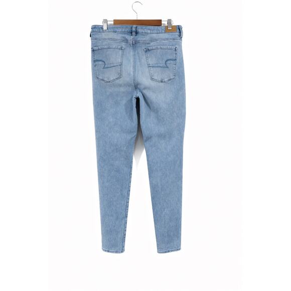 American Eagle Jegging Jeans Women 14 Light Wash Y2K Stretch 33x27.5 Ankle - Picture 6 of 10